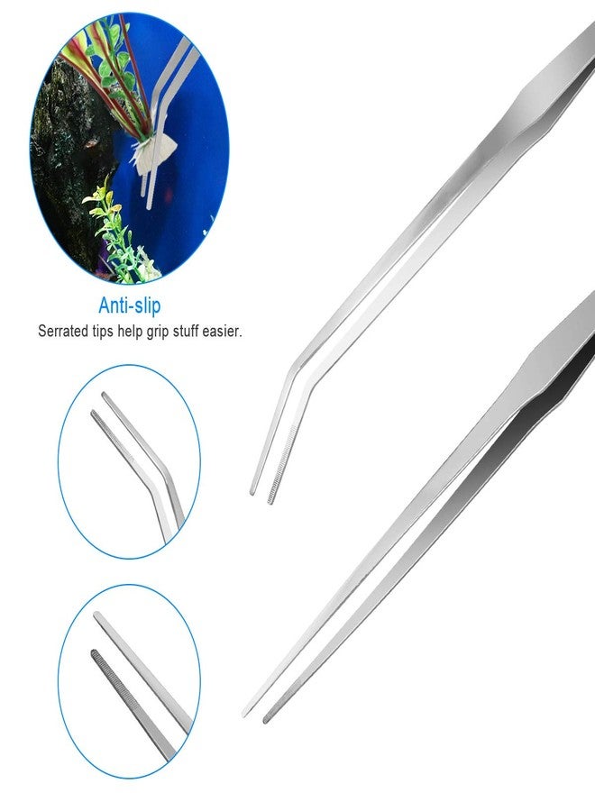 Liveek 7 in 1 Aquarium Aquascape Tool Kit 15 inch, Aquatic Plant Extra Long Aquascaping Tool for Aquarium Fish Tanks Clean Accessories Set with Silver Tweezer Scissor Spatula, Fish Net, PH Paper, Bag - Image 5